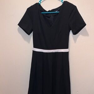 ASOS Elegant Black Midi Dress with White Accent